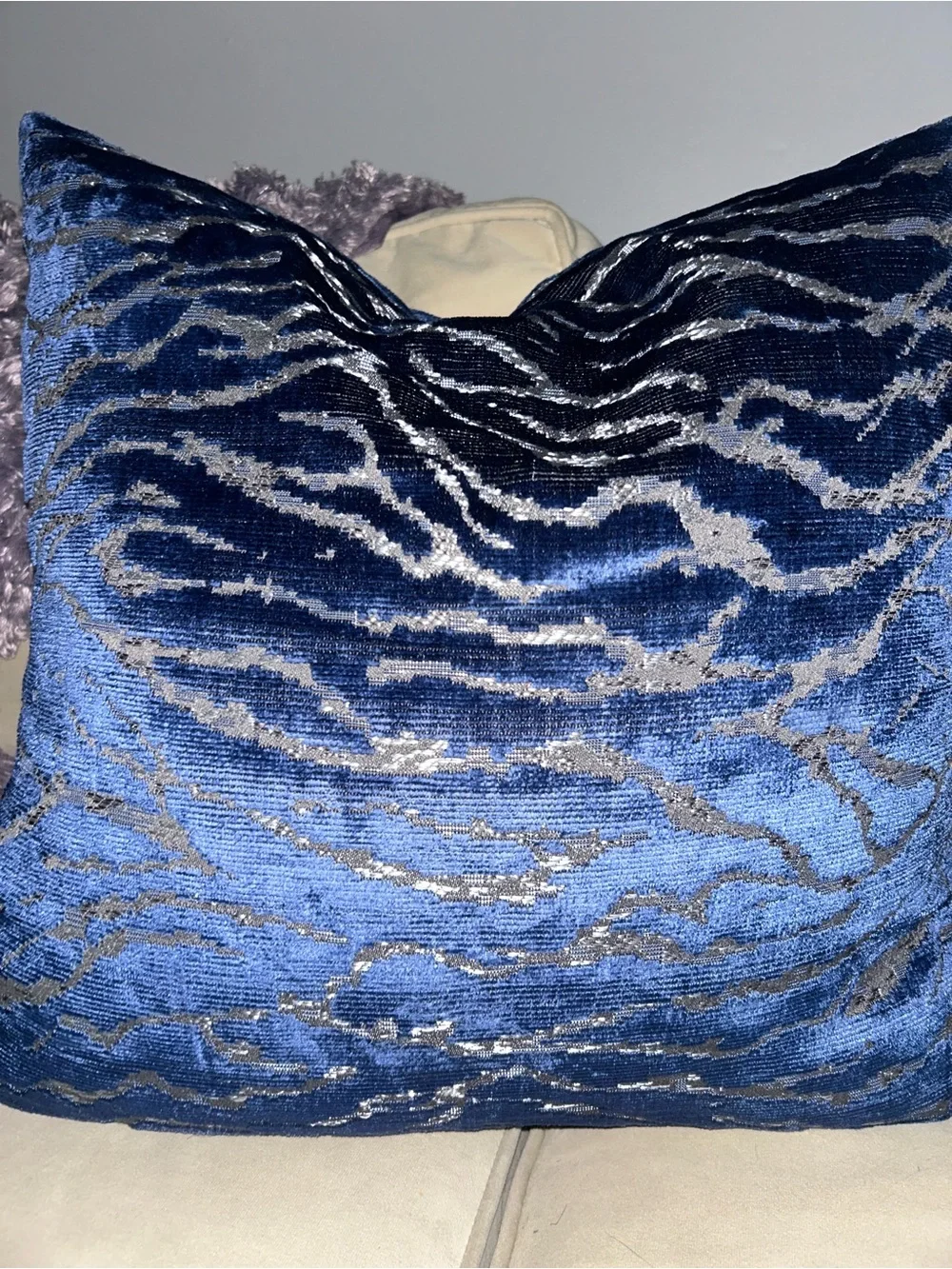 Z Gallerie Blue Velvet Accent Pillows – Set of 2